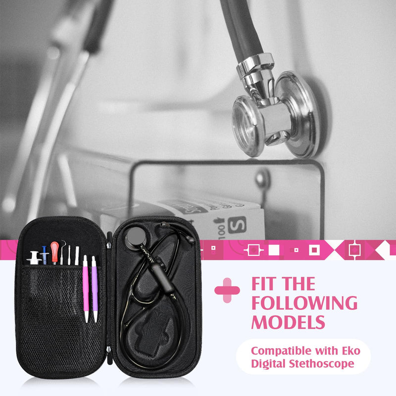 [Australia - AusPower] - 1 Pack Digital Stethoscope Case, 13.19 x 7.48 x 1.77 Inches Large Carrying Case Compatible with Digital or Cardiology Stethoscope(Raspberry) Raspberry 