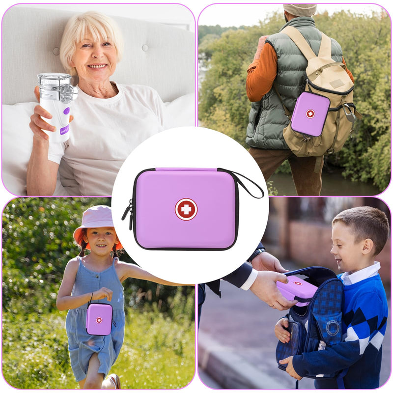 Klawdsky Carrying Case for Portable Nebulizer, Travel Medical Bag, Hard Emergency Medical Bag for Inhaler Spacer Case for Adults(Bag Only) (Purple)