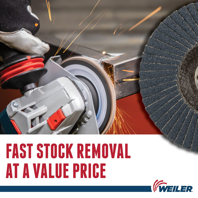 [Australia - AusPower] - Weiler 31339 Wolverine 4" x 5/8" Arbor Hole Abrasive Flap Disc, 60 Grit Zirconia Alumina, Bevel Type 29, Phenolic Backing, Standard Density (Pack of 10) Value Steel / Metal 