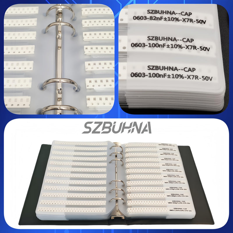 [Australia - AusPower] - 0402+0603+0805+1206 SMD Capacitor Assortment Kit with Incuctor (0.5pF-22uF,1-100uH) Total 204 Sets (6120 pcs) in One Surface Mount Chip Sample Book for Electronics Prototyping and Repairs 