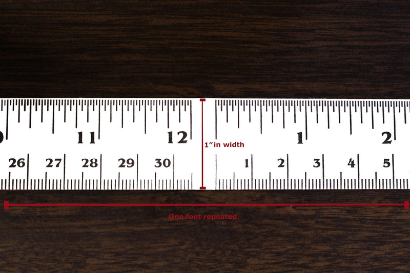 ChromaLabel 12 Inch Adhesive Measuring Tape, Flat Tape Measure for Woodworking, Office, and School Sticker - White (Pack of 2) 1" Wide (Pack of 2)