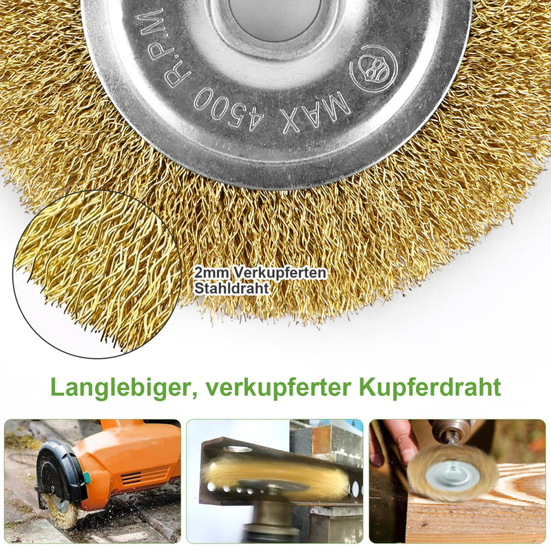 [Australia - AusPower] - Joint Brush Brass Brush Steel Brush 4 Pieces Compatible with Gloria Multibrush and Other Wire Brushes Metal Brush Weedbrush Accessories for Gloria Joint Cleaner of Weeds Moss Stones 