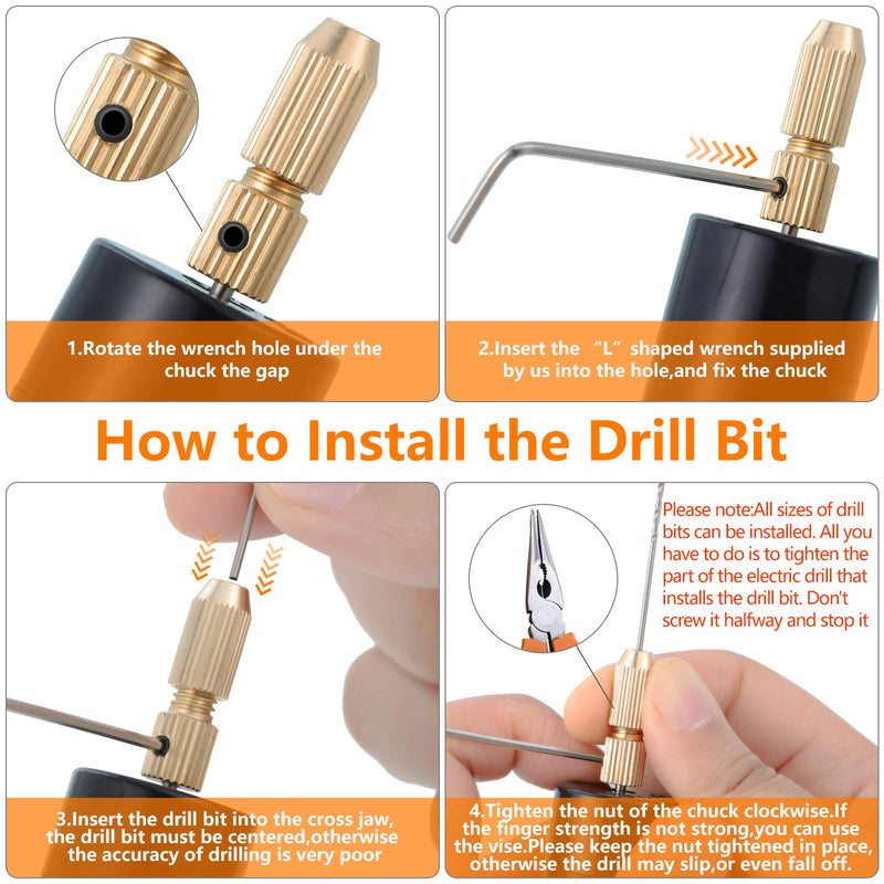 [Australia - AusPower] - Electric Hand Drill Tools Set for Resin Casting Molds, Electrical Pin Vise Kit with 8 Pieces Drill Bits (0.8 to 1.2 mm) for Resin Plastic Wood Polymer Clay Jewelry Keychain Pendant Making Supplies 