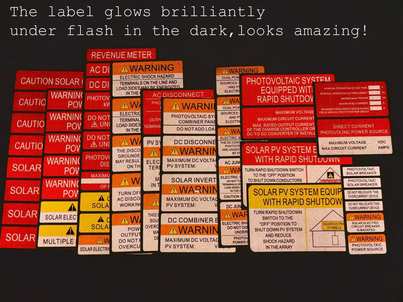 55 Pack Reflective Solar PV System Labels -Serial 2R- UV Resistant Solar PV Stickers Photovoltaic System Warning Durable | PV Label for Electrical Panel Installer Kits