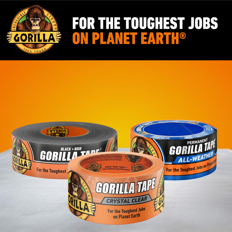 Gorilla Crystal Clear Tape, 1.88” x 18 yd (Pack of 1) - Weather Resistant for Indoor or Outdoor Projects and Repairs 1- Pack
