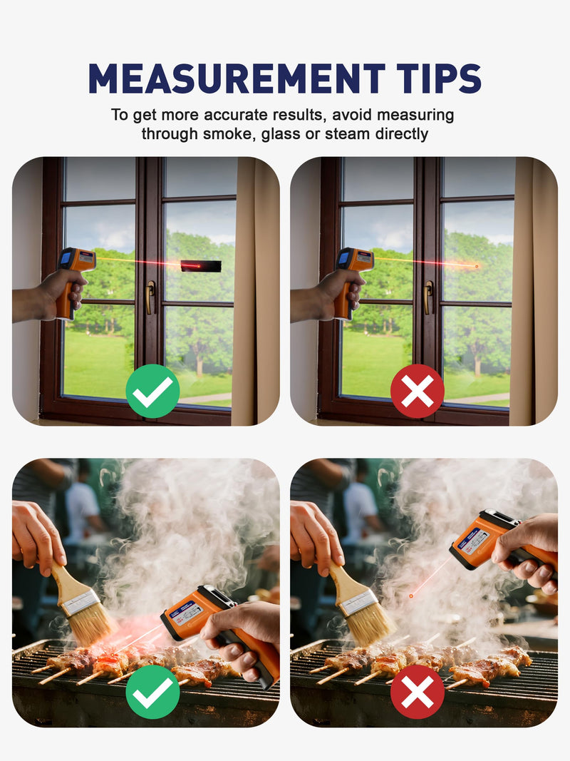 [Australia - AusPower] - SMART JERRY - Infrared Thermometer Gun | Non-Contact Digital Temperature Gun with -58°F to 788°F Range for Cooking, HVAC | Industrial & Home Use | Instant-Read with Backlit Display 