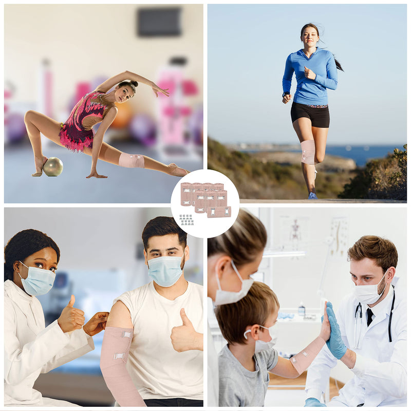 [Australia - AusPower] - D&H Medical Elastic Bandage Wrap  4 Pack Premium Compression Bandage Rolls + 4 Extra Clips | 2 Rolls of Each Size (4 Inch x 5 Feet & 3 Inch x 5 Feet), Elastic Bandage for Wrist, Calf, Ankle & Foot 4 Piece Set 