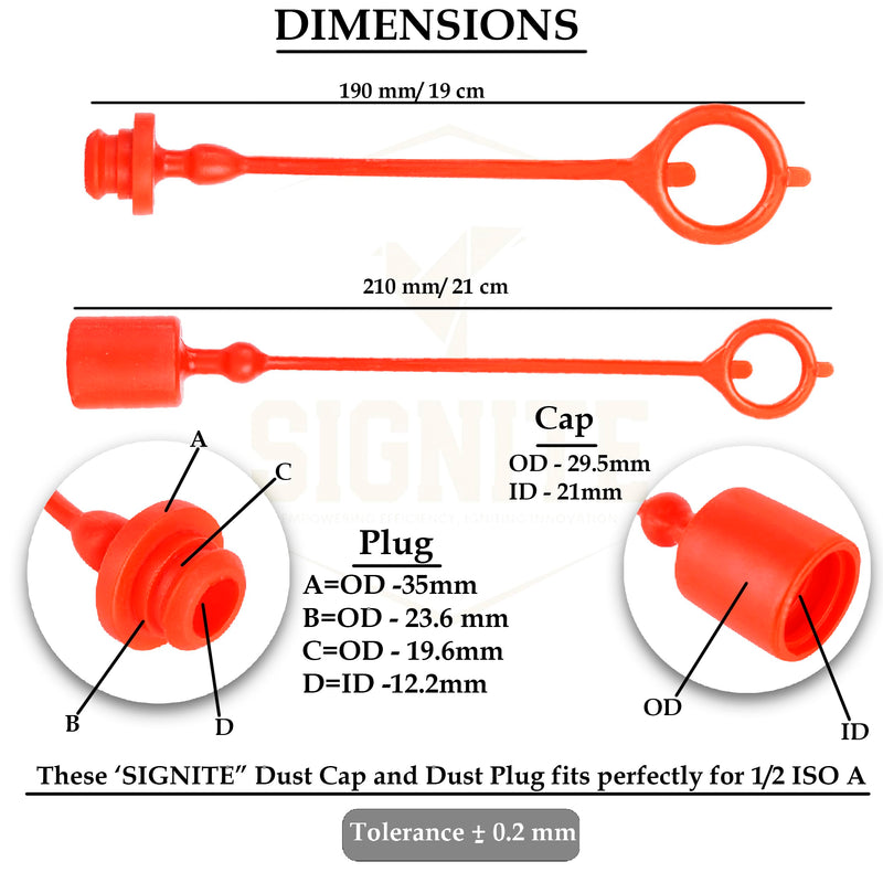 [Australia - AusPower] - (6 Set) 1/2 ISO A Tractor Hydraulic Hose Caps and Plugs Couplers Male Dust Cap and Female Plug Cover, Quick Disconnects Port Plug Fitting with Retention Ring Keeps Cap Attached to Hose (6 Colors) 