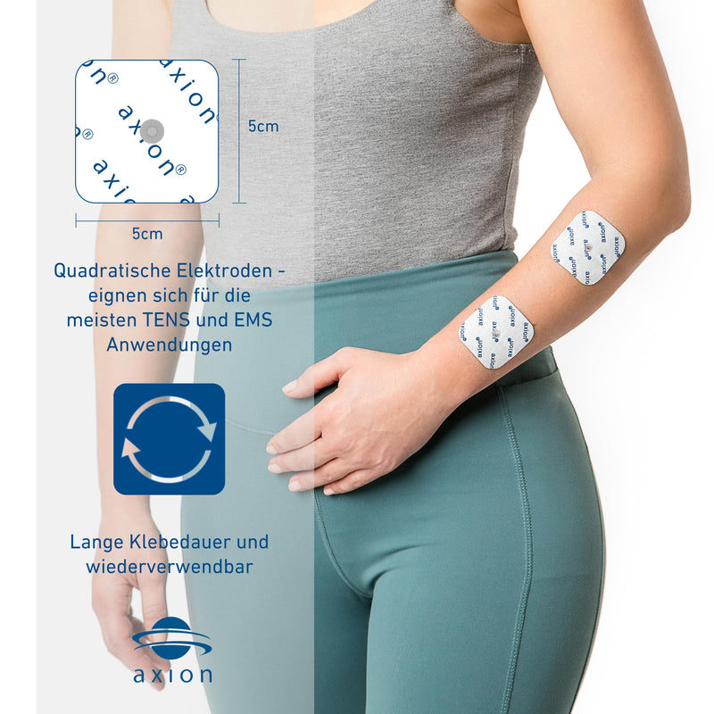 Compatible electrodes SANITAS BEURER BOOTS - 20 TENS & EMS pads for electrostimulation machines - 3.5mm button - axion brand quality | Compatible with Beurer TENS device and EMS muscle stimulator (eg EM49, EM56) & Sanitas (eg SEM43, SEM44). Reusable