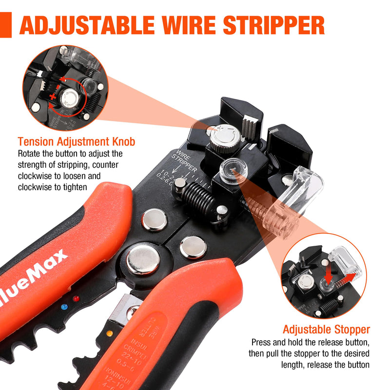 [Australia - AusPower] - DURATECH Magnetic Tape Measure 25FT with Fractions 1/8 with ValueMax 266PCS Wire Stripper Tool Kit, Self-Adjusting 8" Automatic Wire Stripping Tool for AWG 10-24 