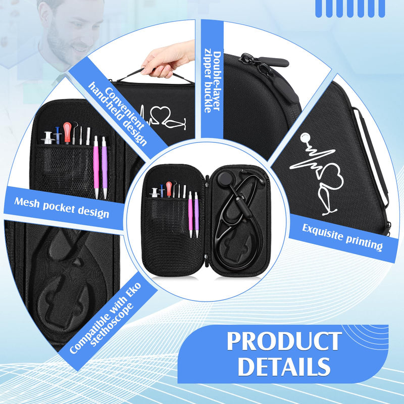[Australia - AusPower] - 1 Pack Digital Stethoscope Case with Printed Pattern 13.19 x 7.48 x 1.77 Inches Large Travel Carrying Case Storage Bag Compatible with Digital or Cardiology Stethoscope 