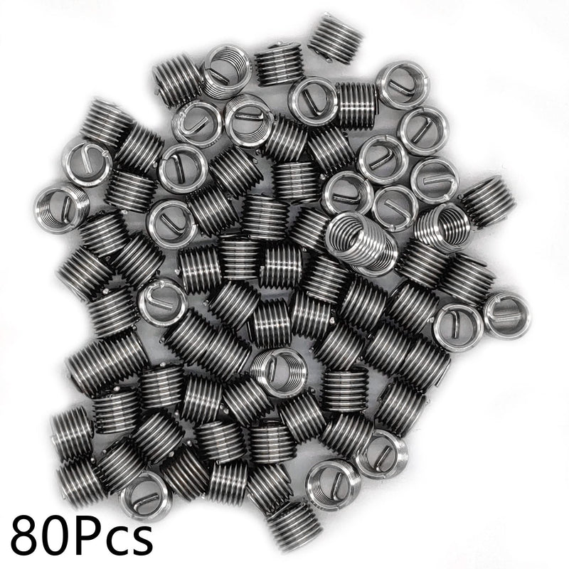 [Australia - AusPower] - M6 x 1mm x 1.5D Helicoil Wire Inner Thread Inserts, Coiled Wire Helical Screws, 304 Stainless Steel, Metric, 80 Pcs M6 x 1mm x 1.5D 