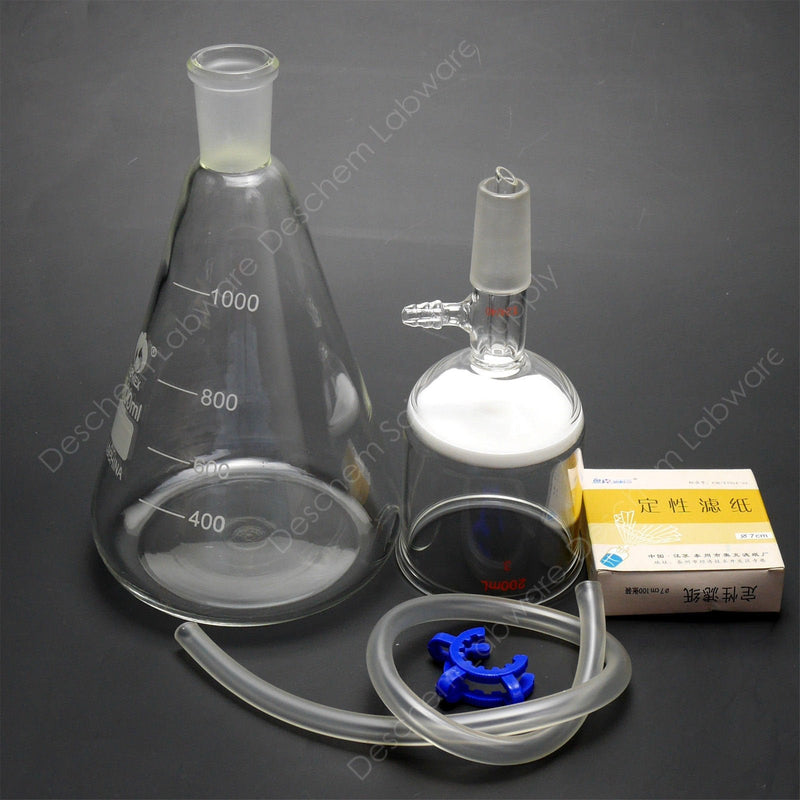 1000ml,Suction Filtration Device,200ml Buchner Funnel,1L Erlenmeyer Flask,70mm Filter Paper