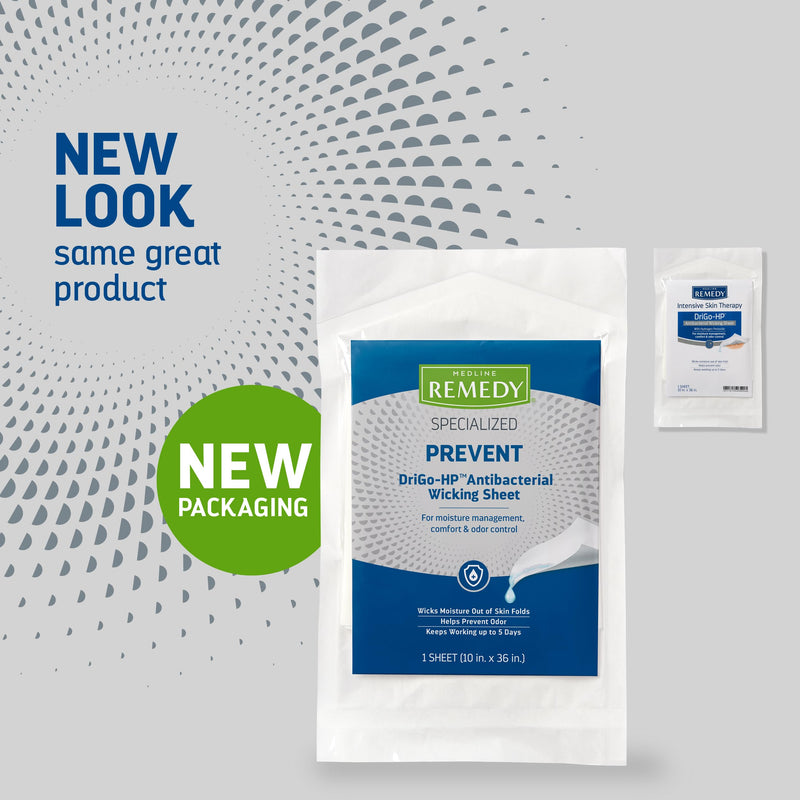 [Australia - AusPower] - Medline Remedy Specialized DriGo-HP Antibacterial Wicking Sheet, 10" x 36", Advanced Moisture Management, Hospital Grade 