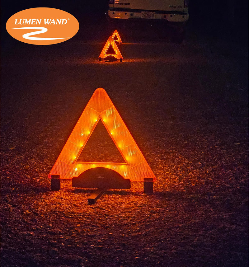 [Australia - AusPower] - Emergency Warning Triangle by Lumen Wand Store for Road Side Safety, Vehicle Breakdown, and Hazard Marking - Internal LED Illumination Combined with External Reflectivity, 1 