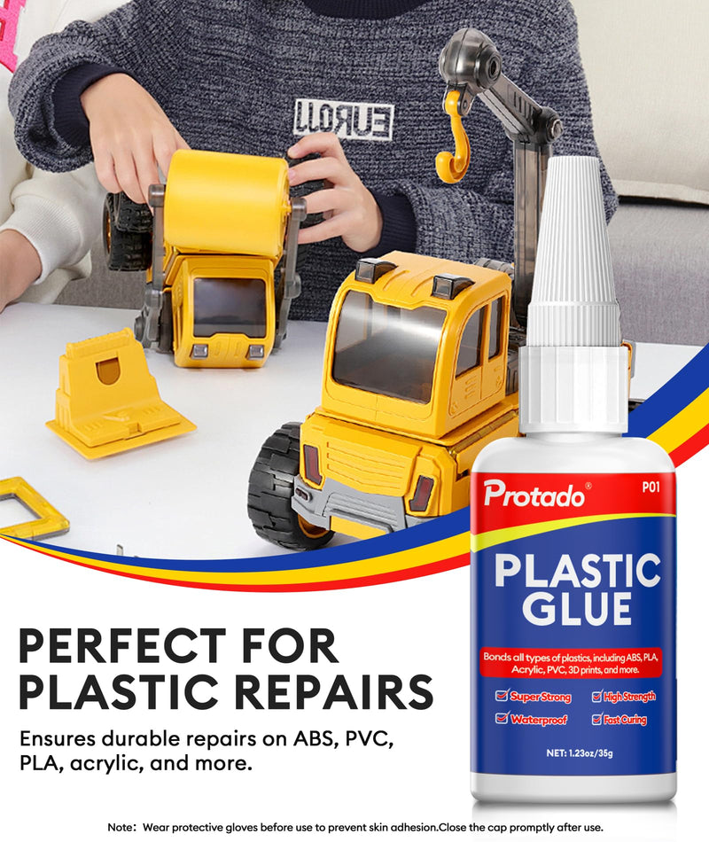 [Australia - AusPower] - Plastic Glue, 35g Heavy Duty Super Strong Clear Glue, Waterproof Heat Resistant Adhesive for Plastic Bonding, Repair, ABS, PVC, PLA, 3D Printing, Acrylic, Nylon, Vinyl, Toys, Models, DIY Kits 