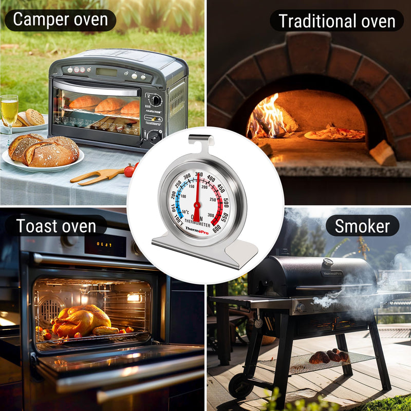 [Australia - AusPower] - 3-in-1 Bundle! ThermoPro 2-Pack Oven Thermometer for Gas Oven, 100-600°F Smoker Temperature Gauge, ThermoPro TP01A Digital Meat Thermometer for Cooking Candle Liquid Deep Frying Oil Candy 