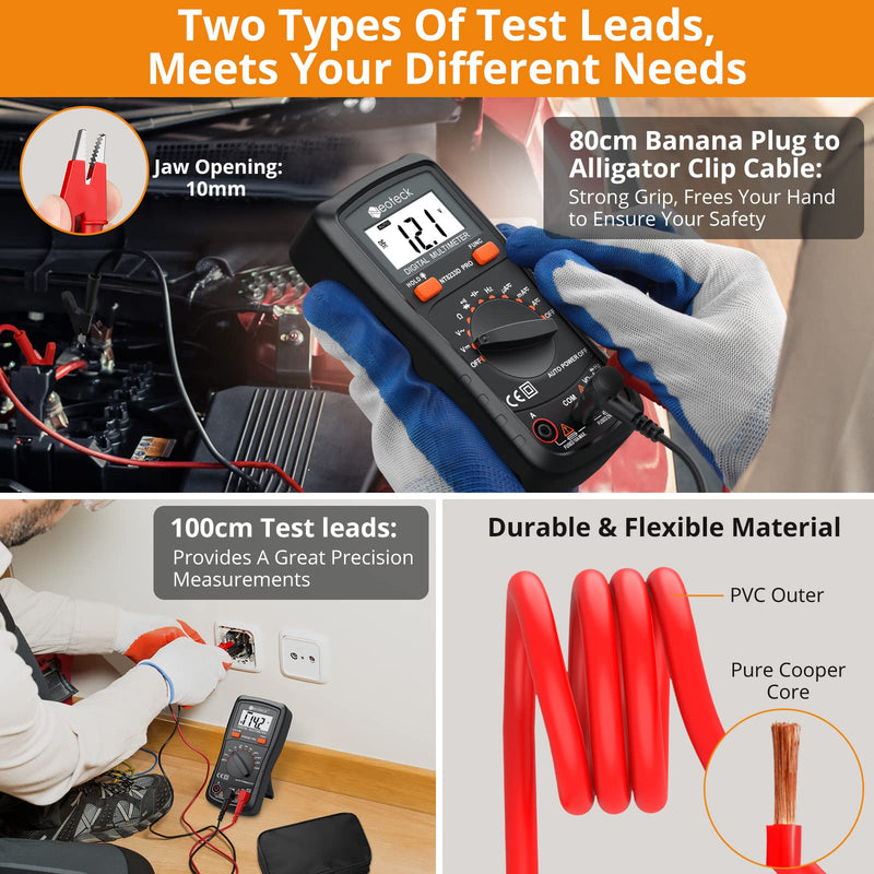 [Australia - AusPower] - Neoteck Professional Electrical Kit: 2000 Counts Auto Ranging Multimeter & 4000 Counts Smart Multimeter with Continuity Test,Diode Check,NCV, Data Hold,Flashlight 