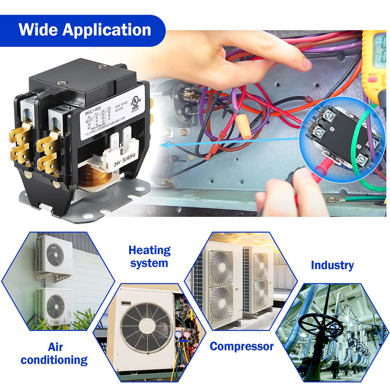 [Australia - AusPower] - Dreyoo Carrier HVAC Motor Contactor, 24V 40 Amp Coil 1 Pole Replacement Relays Compatible with C230B, Air Conditioner, Heat Pump, Refrigeration Systems(1 Pack) 