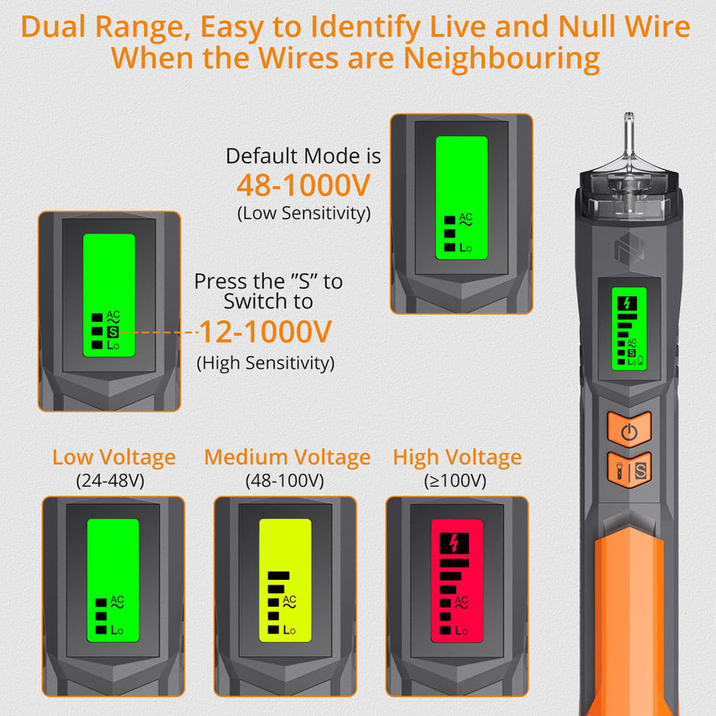 [Australia - AusPower] - Neoteck Electrical Detection Pro Kit: LCD Voltage Tester & 2-in-1 Multimeter Pen with Adjustable Sensitivity, 6000 Counts, Wire Breakpoint Finder 