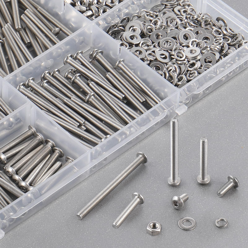 [Australia - AusPower] - 600pcs M3 Screw Assortment Kit, M3 Screws (8 Sizes 6-30mm) for 3D Printer DIY, Hex Button Head Cap Screws Bolts Nuts Washer Kit, 304 Stainless Steel, M3 x 6/8/10/12/16/20/25/30mm M3x6/8/10/12/16/20/25/30mm 