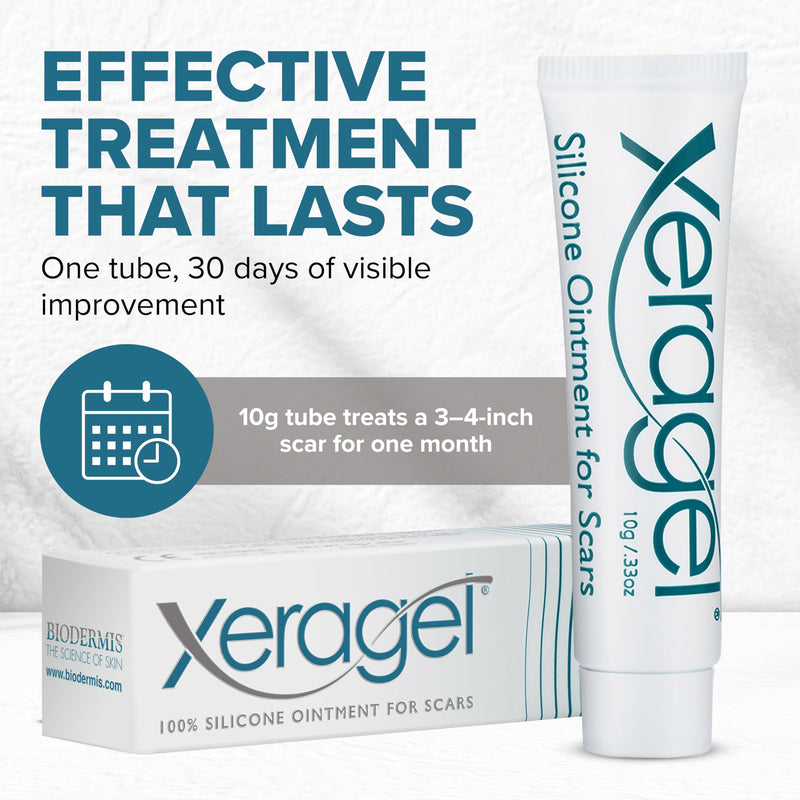 Xeragel Silicone Ointment, 10g | 100% medical grade silicone gel, self-drying, does not drip or run, also suitable for scars on the face