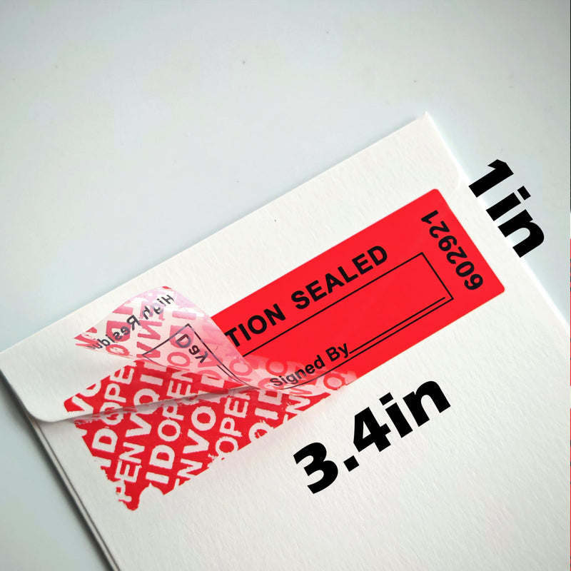 320 pcs Total Transfer Tamper Evident Security Warranty Void Seals/Stickers with Serial Numbers High Security Tamper Proof for Reusable Package(1 x 3.35Inches,red) Red-320pcs