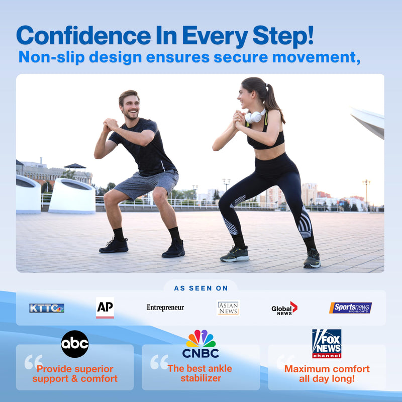 [Australia - AusPower] - Modvel Foot & Ankle Brace Socks for Sprained Ankle Compression Sleeve - Plantar Fasciitis Relief Brace, Foot Support for Women & Men - Tendonitis & Arthritis Foot Sleeve, Stabilizing Ankle Wrap Large A Black 2 
