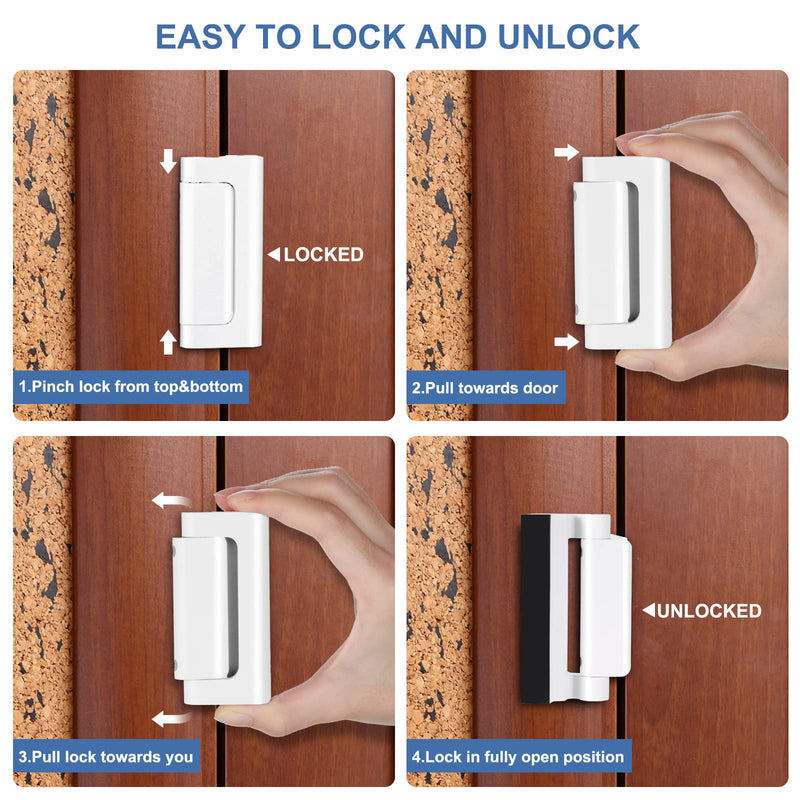 6 Pack Home Security Door Lock Reinforcement with 48 Pcs Screws Child Proof Door Locks for Inside Upgrade Lock to Defend Your Home(White) White
