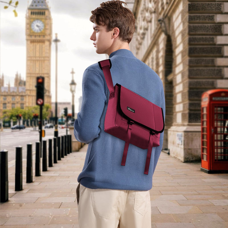[Australia - AusPower] - SIMTOP Messenger Bag Crossbody Shoulder Bag for Commuters and Travelers Water Resistant Scratch and Wear Cordura YKK Zipper Red 