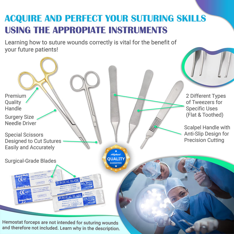 [Australia - AusPower] - Suture Practice Kit for Medical Students + Access to The Apprentice Academy's in-Depth Online Suturing Course. Course & Practice Kit Designed by an Experienced Surgeon Right-handed (v2) 