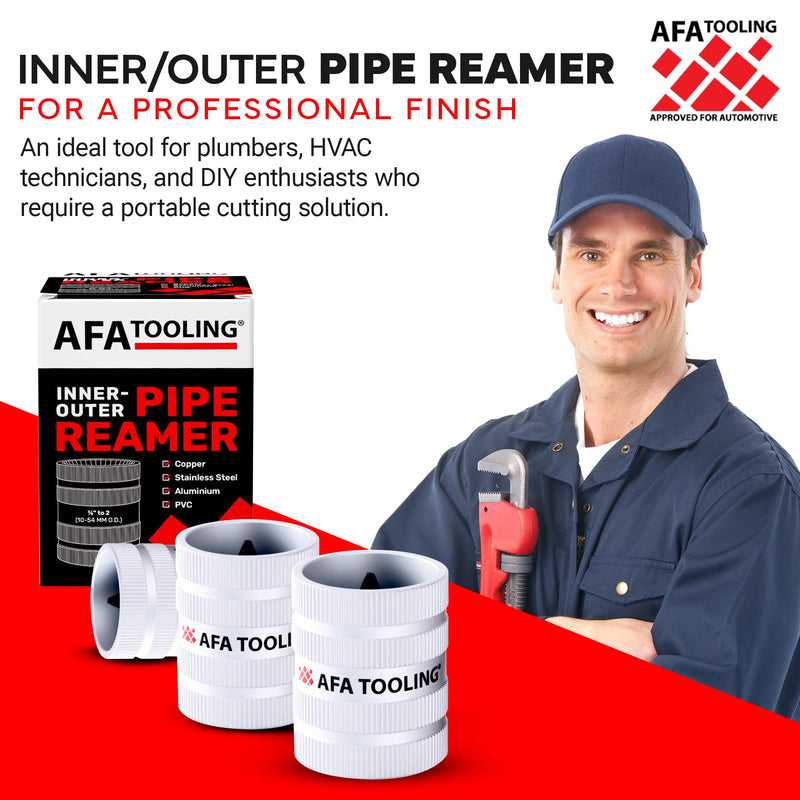 [Australia - AusPower] - AFA Tooling - Inner/Outer Pipe Reamer for 1/4" to 1-1/4" Pipes, Deburring Tool with Inner & Outer Cones for Smoothing & Reaming Copper, Stainless Steel, PVC, Metal & Aluminium - Plumbing Tool Small 