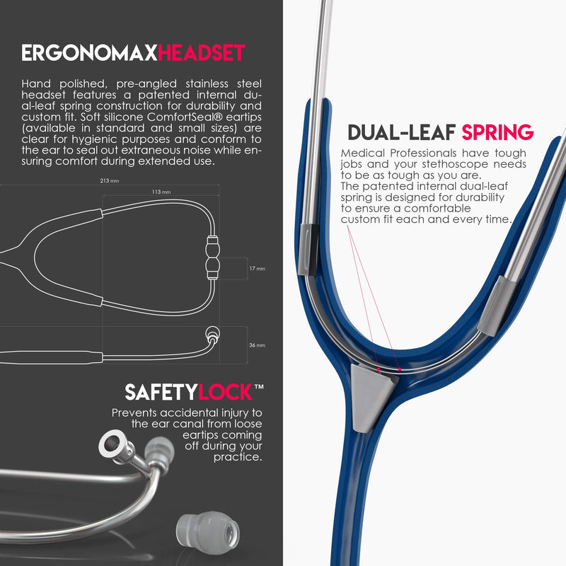 [Australia - AusPower] - MDF Instruments Acoustica Lightweight Stethoscope for Doctors, Nurses, Students, Dark blue tube + MDF LUMiNiX Illuminator Medical Professional Diagnostic Penlight 
