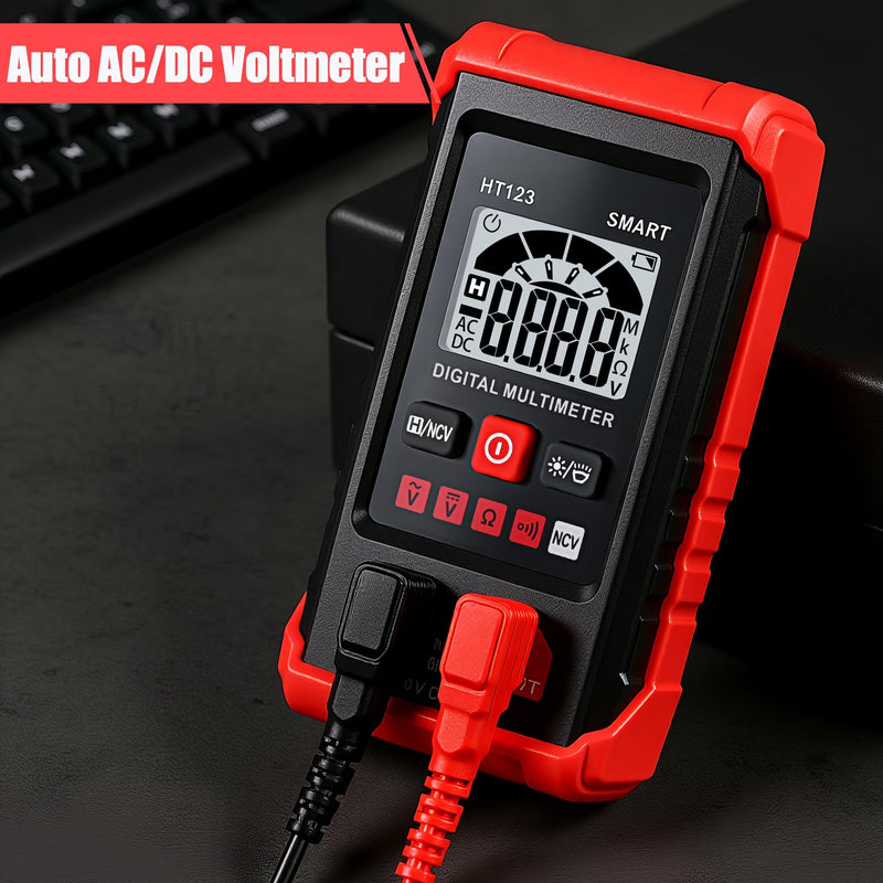 [Australia - AusPower] - HT123 Digital Multimeter, Automatic AC DC Voltmeter, Non Contact Voltage Tester, Smart Voltage Resistance Tester Multi Meter, Auto-Ranging, Sound & Light Alarms 