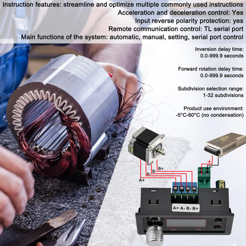[Australia - AusPower] - Nizirioo Stepper Motor Driver: Forward/Reverse Driver Control, Pulse Speed Angle Control Module for NEMA 17 23 Motor, Stepper Motor Control, Integrated Board, Adjustable with HD Display 