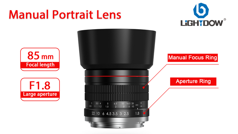 E 85mm f1.8 Portrait Lens - MF for Sony a7 IV/a7 III/ZV-E10/a7R V/a7C II/a7R IV/a7S III/a1/a9 III/a6400/a6100/a9 II/a7 II/a6000/NEX-6/NEX-5/Alpha - Manual Focus Mirrorless Cameras Lenses(E Mount) MF 85mm Lens For Sony E-mount