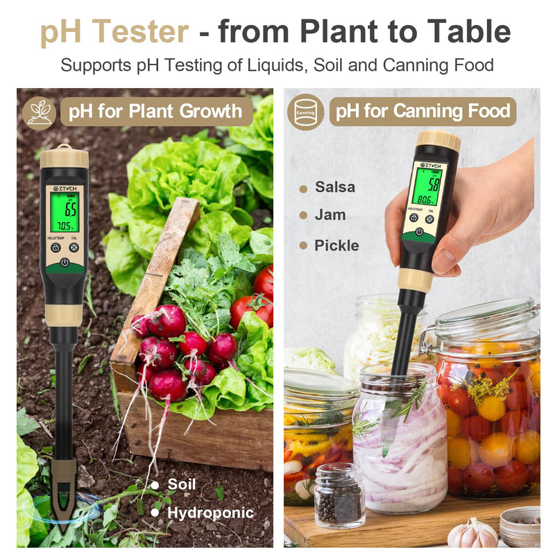 [Australia - AusPower] - 4 in 1 pH EC TDS Hydroponic Tester and 2 in 1 pH Temp Soil Meter, pH TDS EC Drinking Water and Hydroponic Meter with pH 4.00 and pH 7.00 Calibration Solution, EC 1413μS/cm Calibration Solution 