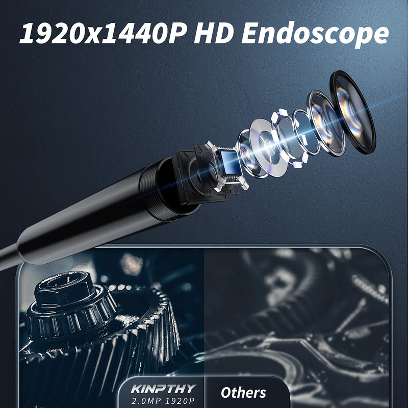[Australia - AusPower] - Endoscope Camera with Light, 1920P HD Borescope Tools with 8 Adjustable LED Lights, Endoscope with 16.4ft Semi-Rigid Snake Camera, 7.9mm IP67 Waterproof Inspection Camera for iOS (Black) 