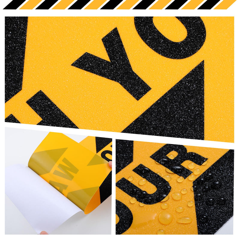 Boao 2-Pack “Watch Your Step” Anti-Slip Decals, 6”x24” Abrasive Hazard Warning Stickers, Waterproof, Durable PVC for Indoor/Outdoor Use on Stairs, Floors & Ramps, Orange