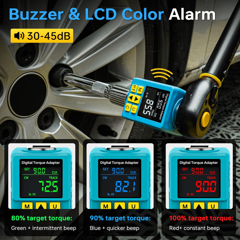 [Australia - AusPower] - Upgrade Digital Torque Adapter, (±1% Accuracy, 12.5-250Ft-lb), 1/2" Digital Torque Wrench Adapter for Car, Versatile Meter - Smart Alert | Peak/Track | Preset | Store/Delete, for Automotive(340N.m) 12.5-250Ft-lb/17-340 Nm 1/2-Inch 