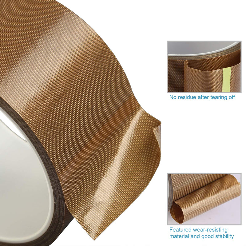 Gdrtwwh High Temperature Tape for Vacuum Sealer Machine,Hand Impulse Sealers-Teflon Tape for Vacuum Sealer & Hand Impulse Sealers, Wood, Drawer, Cabinet, Furniture (2 inch x 33 Feet x 0.13mm) 2 inch x 33 Feet x 0.13mm