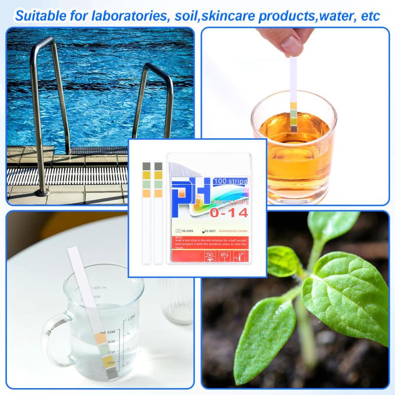 [Australia - AusPower] - LIQWEI Pack of 100 PH Test Strips, PH Value Test Strips Urine Acid Bases Value Test Strips Four-Colour Acid Base Test Strips Litmus Paper for Home Aquariums Litmus Paper (Measuring Strips 0-14) 