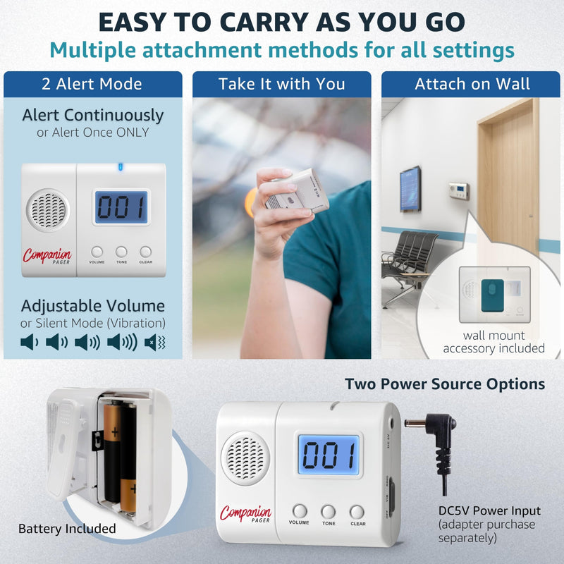 Caregiver Pager Wireless Call Buttons for Elderly at Home for Seniors Adults Patients Nurse Call Light System Alert Button Alarm Emergency with Review Feature 4 Call Buttons + 1 Receiver