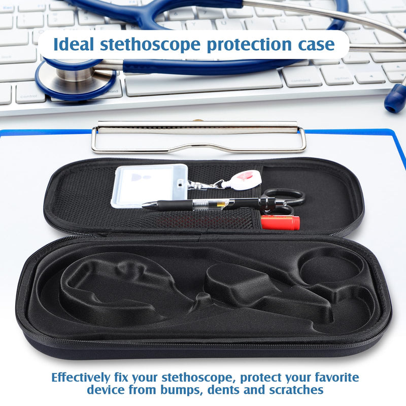 [Australia - AusPower] - 5pcs Digital Stethoscope Case Kit Nurse Gift Include Carrying Case, Medical Scissors, Badge Holders Badge Holders, Marker Pen, Gel Pen for Nurse Compatible Digital or Cardiology Stethoscope 