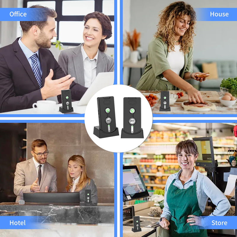 [Australia - AusPower] - Intercoms Wireless for Home, Room to Room Intercom System with Charging Base, Push to Talk, Long Range, Clear Loud Sound, Two Way Intercom for Home Office black 