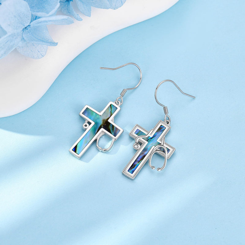 [Australia - AusPower] - MONGAS Cross Praying Hands Faith Stethoscope Earrings Sterling Silver Cross Praying Hands Faith Stethoscope Dorp Dangle Earrings Religion Christian Catholic Jewelry Gifts for Women 