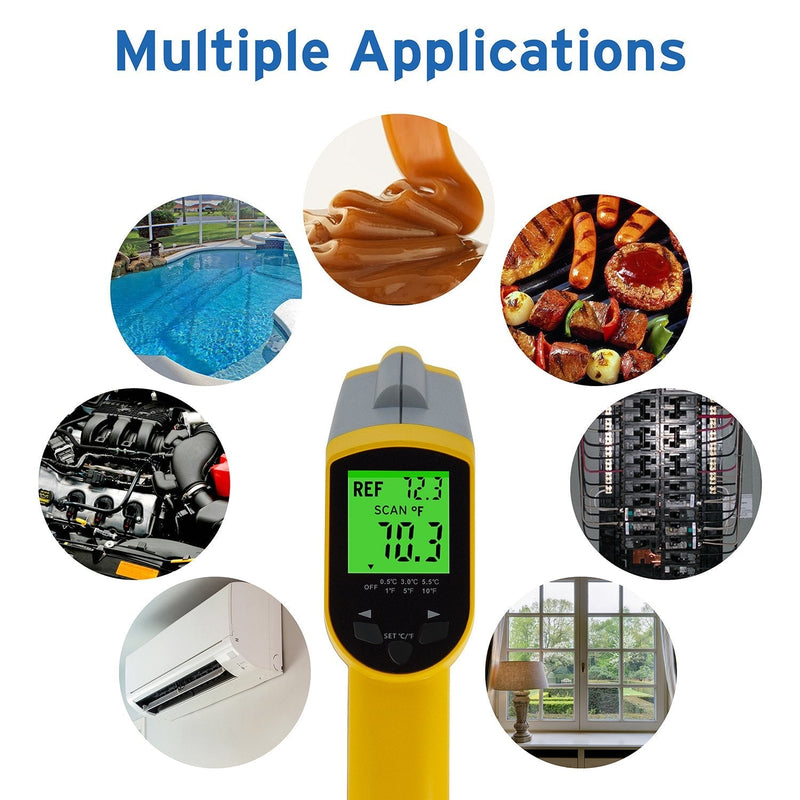 Etekcity Lasergrip 1030D Infrared Thermometer (Not for Human) Gun Dual Laser Non-Contact Temperature Filtering-58℉ to 1022℉ (-50℃ to 550℃), 8.9 x 2.2 x 5.3, Yellow & Gray