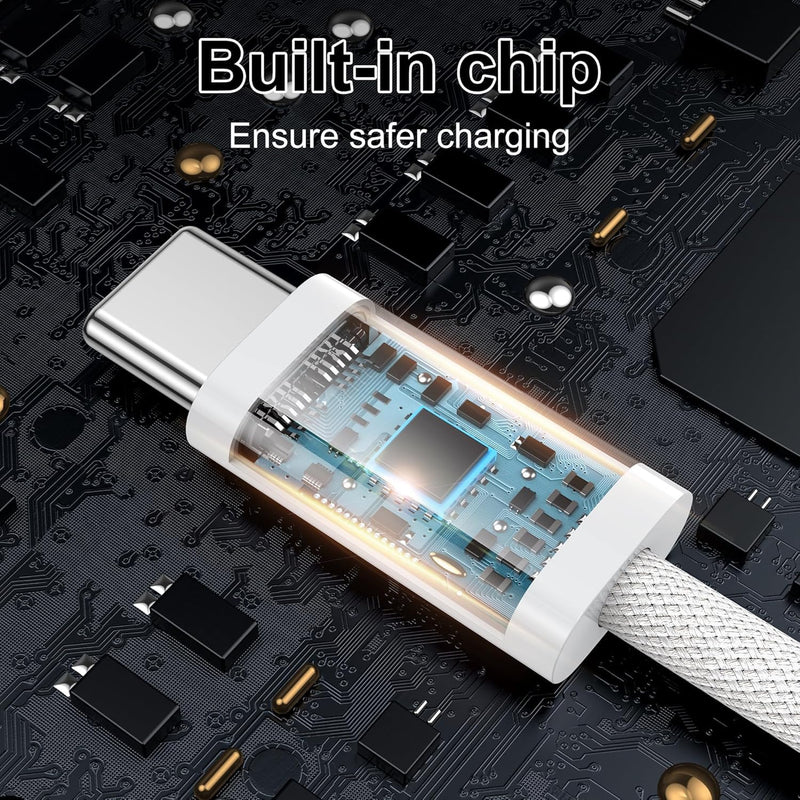 NIBIKIA 60 W USB C Cable 1 m Pack of 2 Fast Charging Cable USB C to USB C Cable | USB-C PD 3.0 Fast Charging Cable USBC to USBC Cable for iPhone17 16 15 Pro Max, Samsung Galaxy S25 24 23, iPad Pro 1 m + 1 m 60w