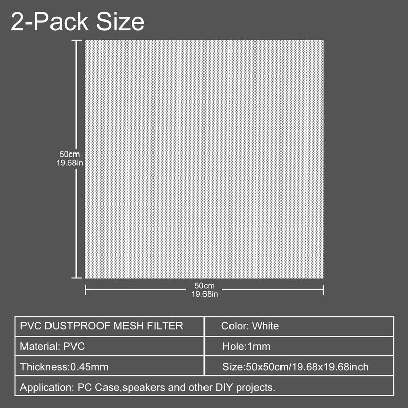 Magnetic PVC Dustproof Filter Cover for PC Case - 500x500mm PVC Mesh Dust Filter with Magnetic Frame 2-Pack DIY White Computer Fan Dust Proof Mesh Grills 500x500mm/19.68x19.68inch White 500mm 2-Pack