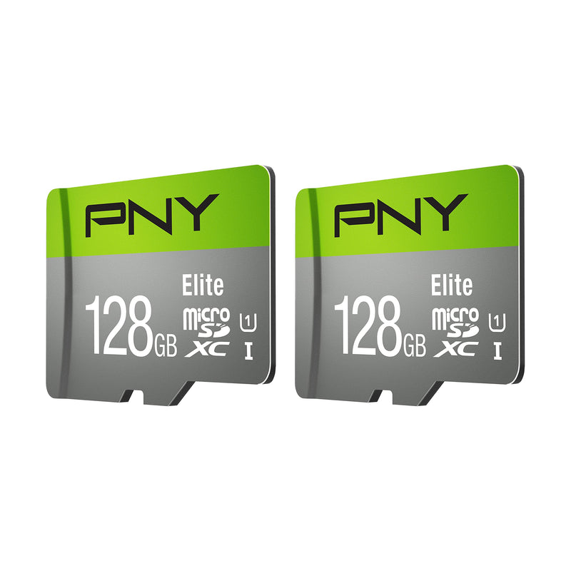 [Australia - AusPower] - PNY 128GB Elite Class 10 U1 microSDXC Flash Memory Card 2-Pack - 100MB/s, Class 10, U1, Full HD, UHS-I, micro SD FLASH CARD - 2 PACK 